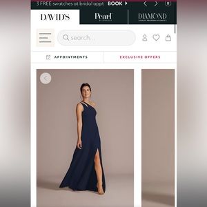 David’s Bridal Navy Blue Bridesmaid Dress